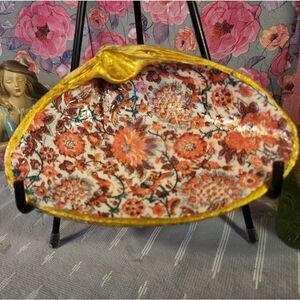 DECOUPAGE CLAM SHELL DECOUPAGE FLOWERS TRINKET DISH